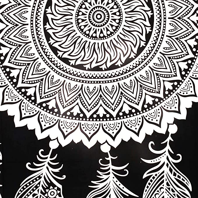 Jaipuri Prints Cotton 100% King Bedsheet (Black)