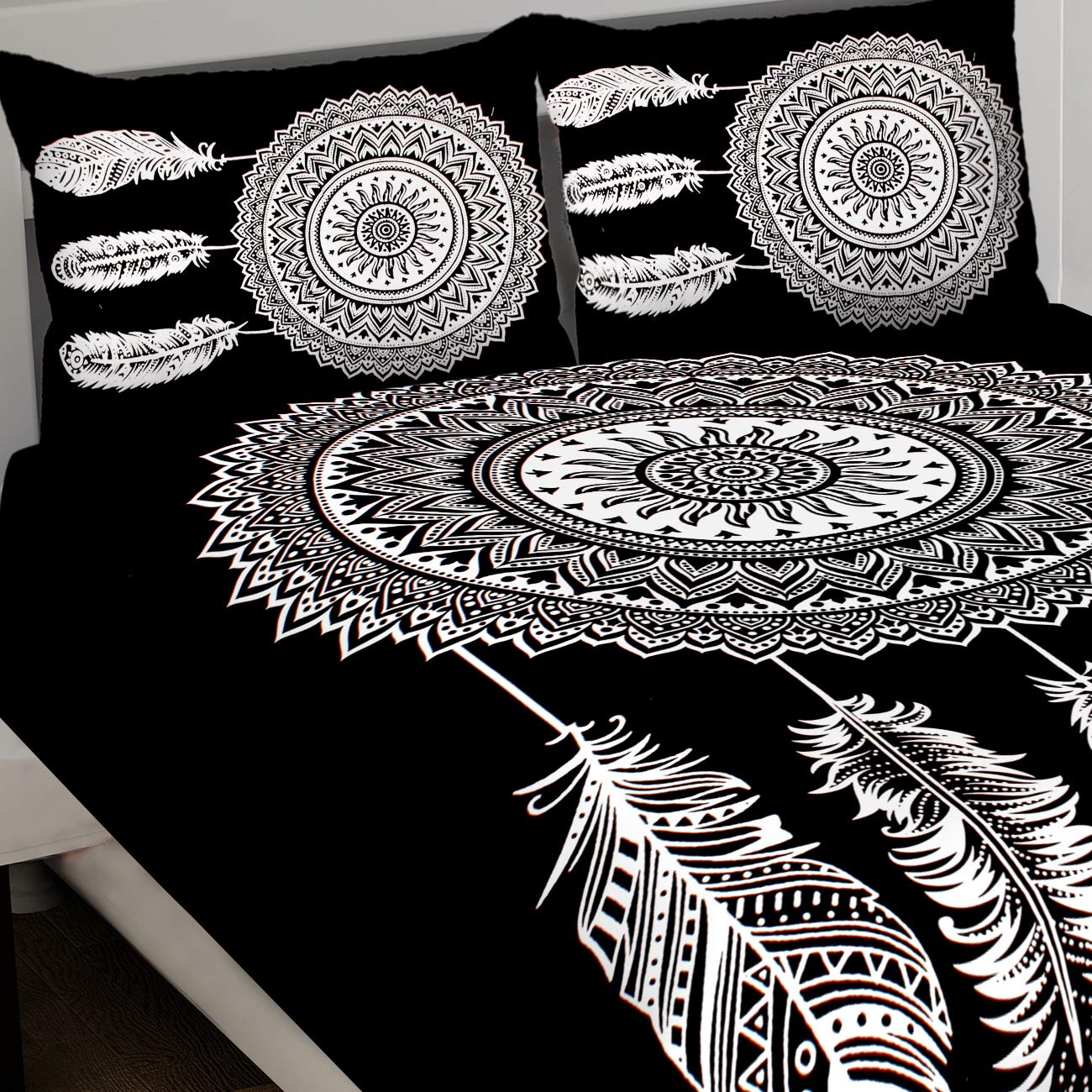 Jaipuri Prints Cotton 100% King Bedsheet (Black)