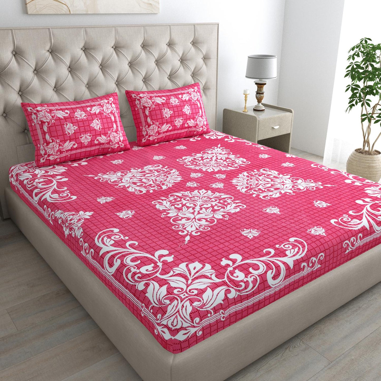 Pure Cotton Floral Bedsheet For Double Bed For Your Living Room With 2 Pillow Cover