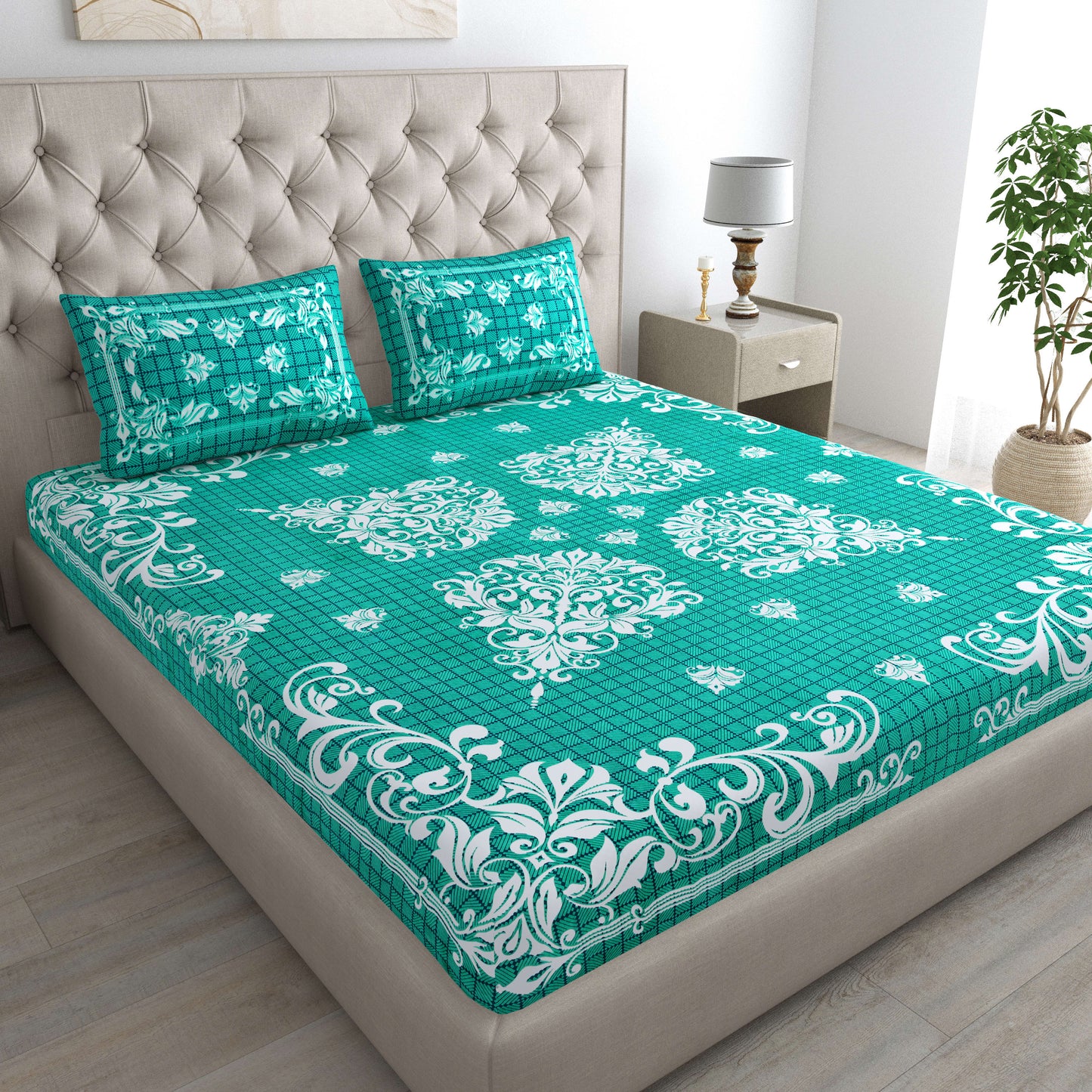 Pure Cotton Floral Bedsheet For Double Bed For Your Living Room With 2 Pillow Cover