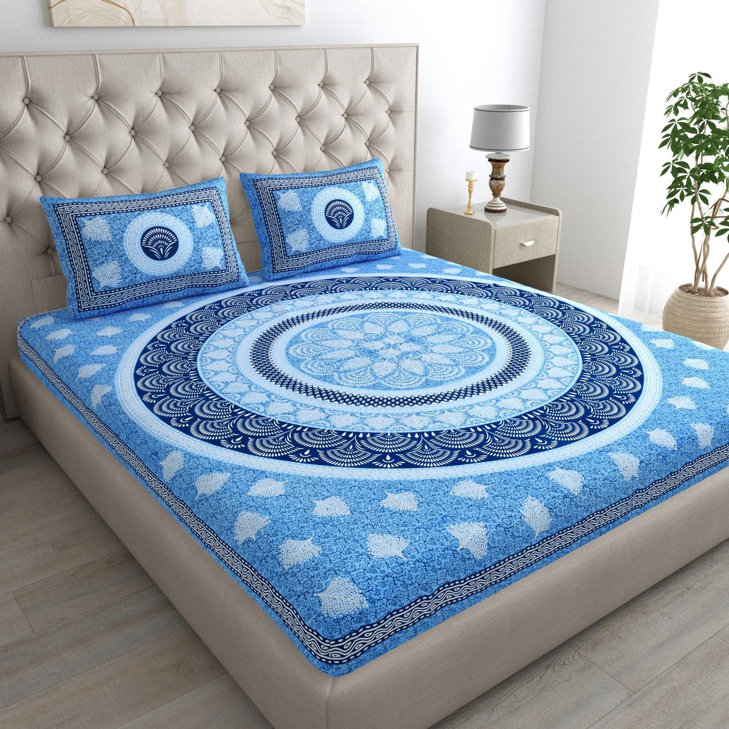 Pure Cotton Floral Bedsheet For Double Bed For Your Living Room With 2 Pillow Cover