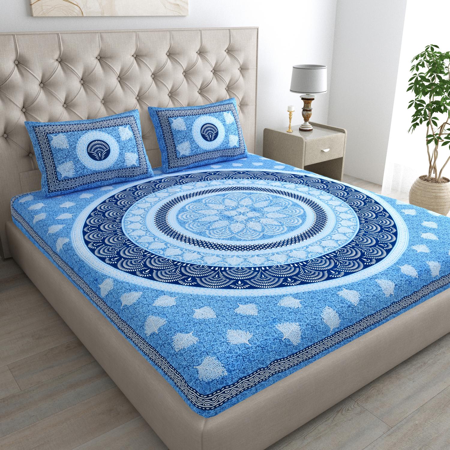 Pure Cotton Floral Bedsheet For Double Bed For Your Living Room With 2 Pillow Cover