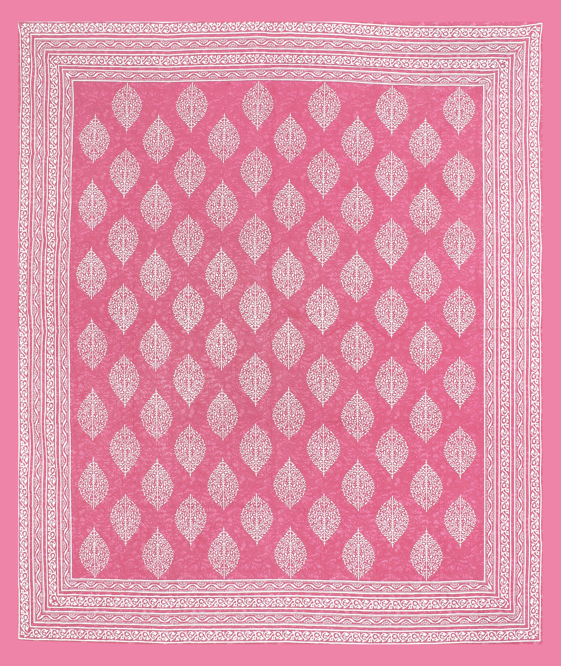 Jaipuri Prints Cotton Double Bedsheet (Pink)