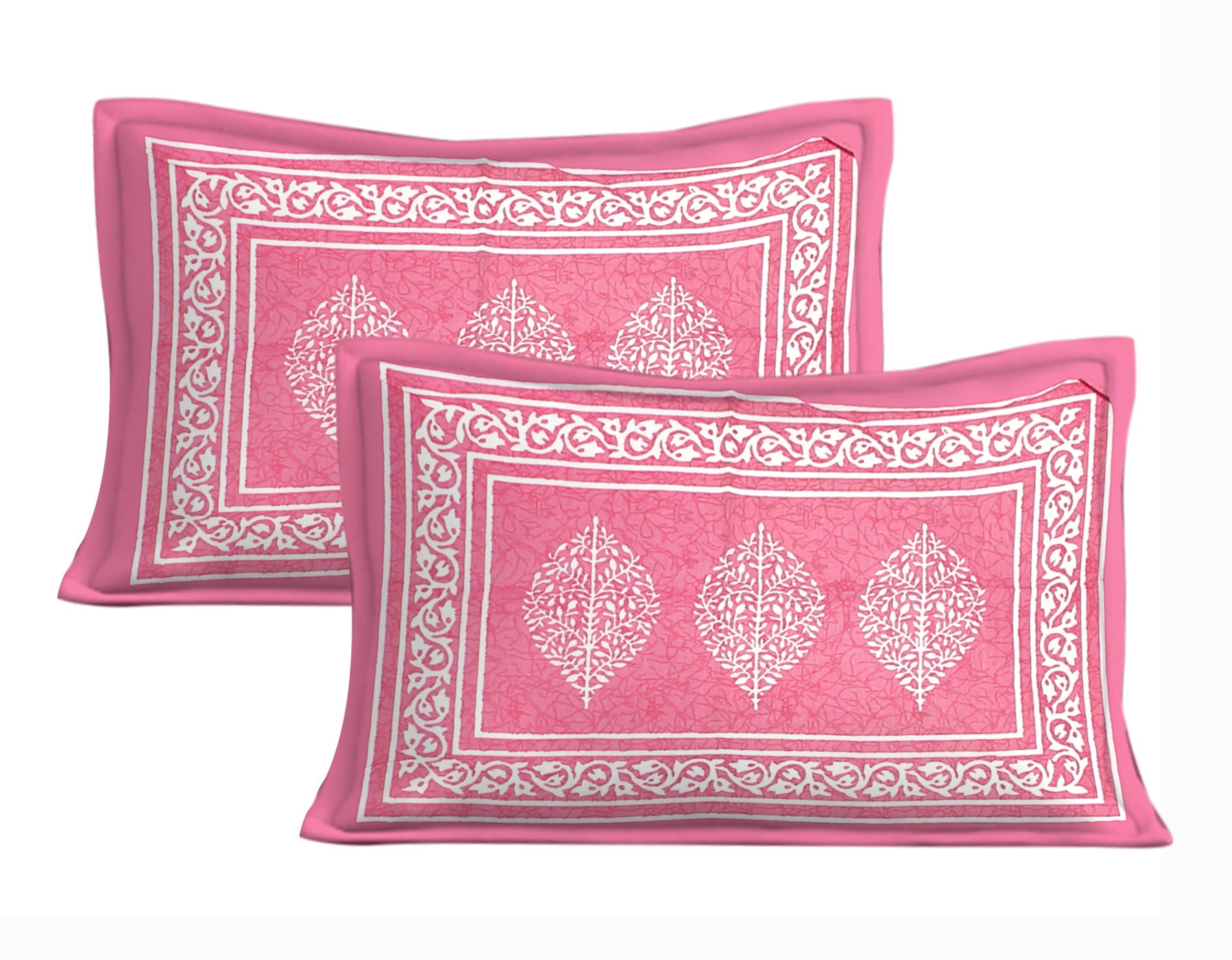 Jaipuri Prints Cotton Double Bedsheet (Pink)