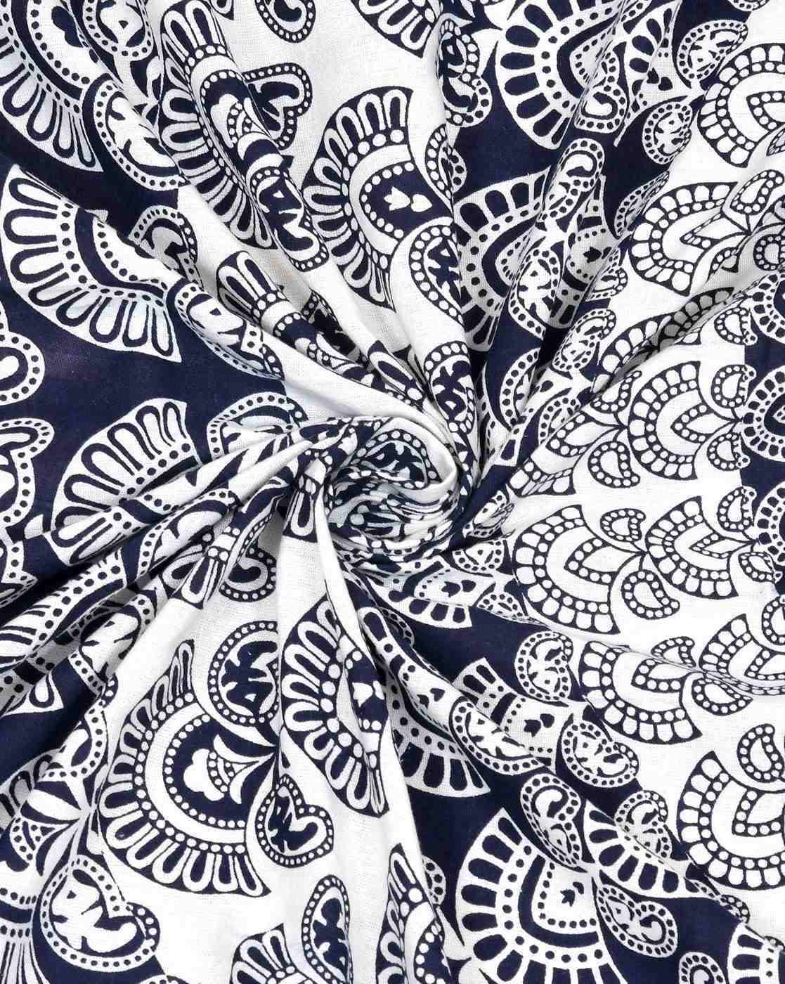 Jaipur Print  Cotton Double Printed Flat Bedsheet  (Pack of 1, Blue)