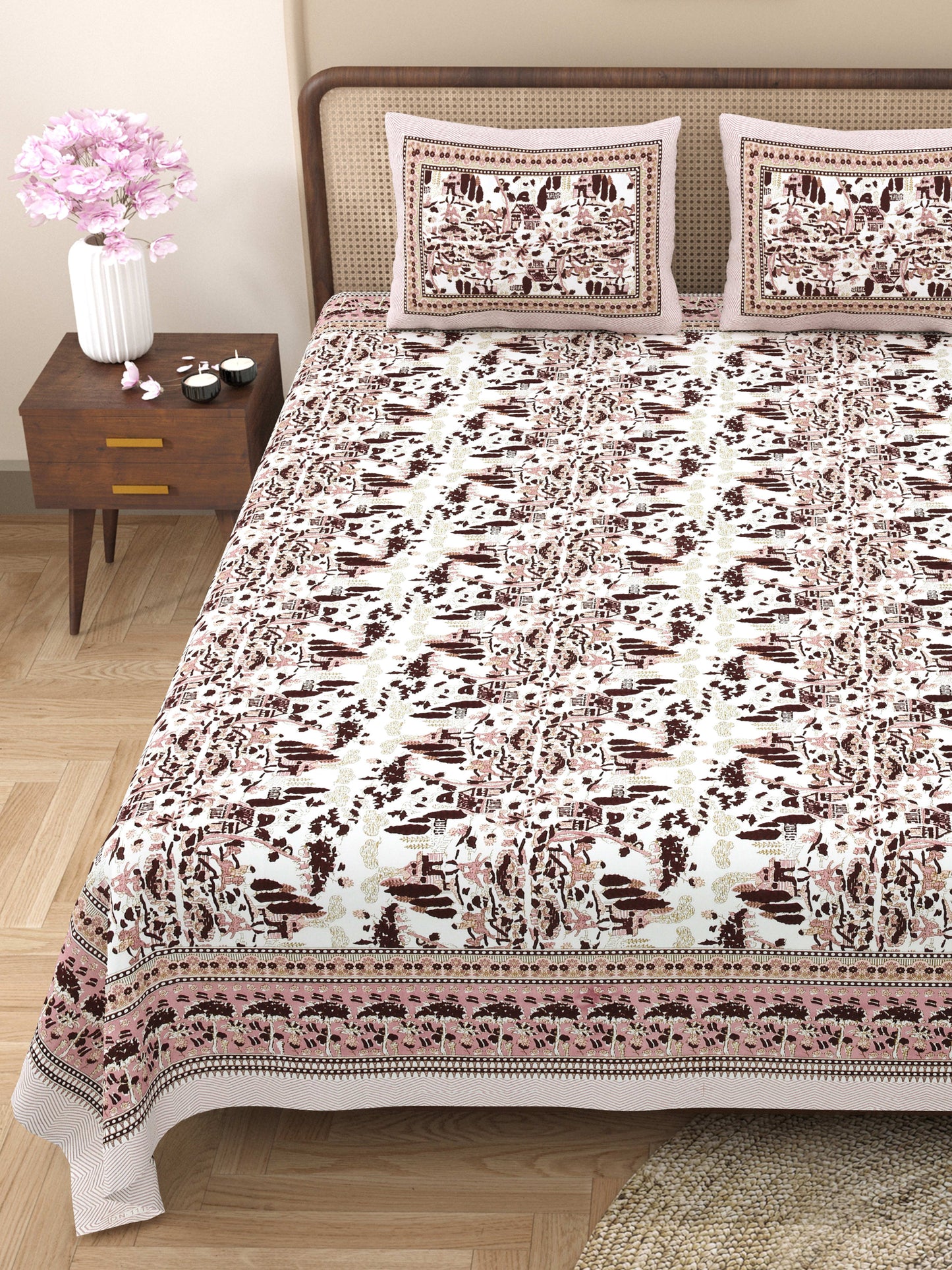 Rajasthan Royal Super Fine Cotton Block Print King Size Bedsheet