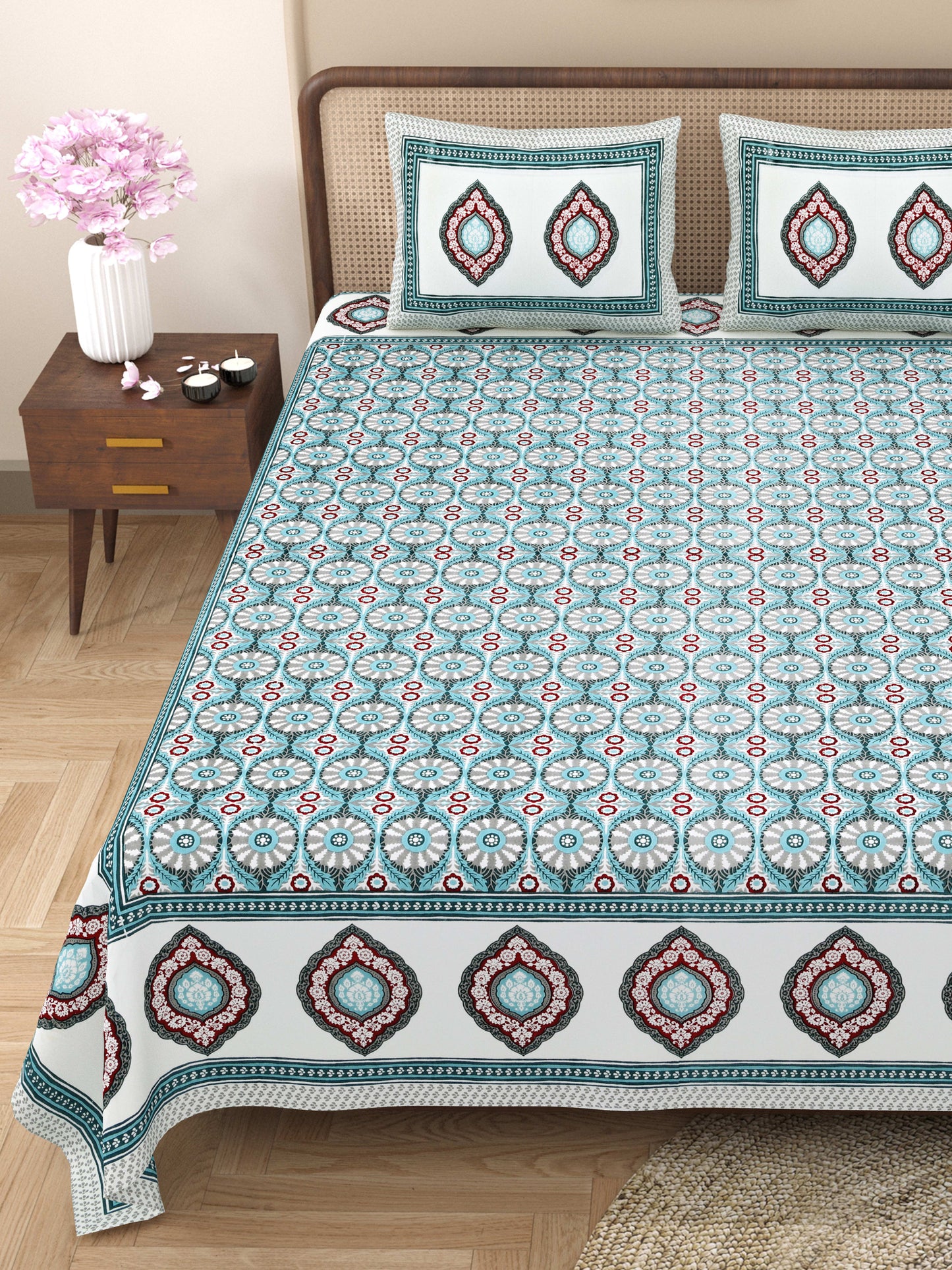 Rajasthan Royal Super Fine Cotton Block Print King Size Bedsheet