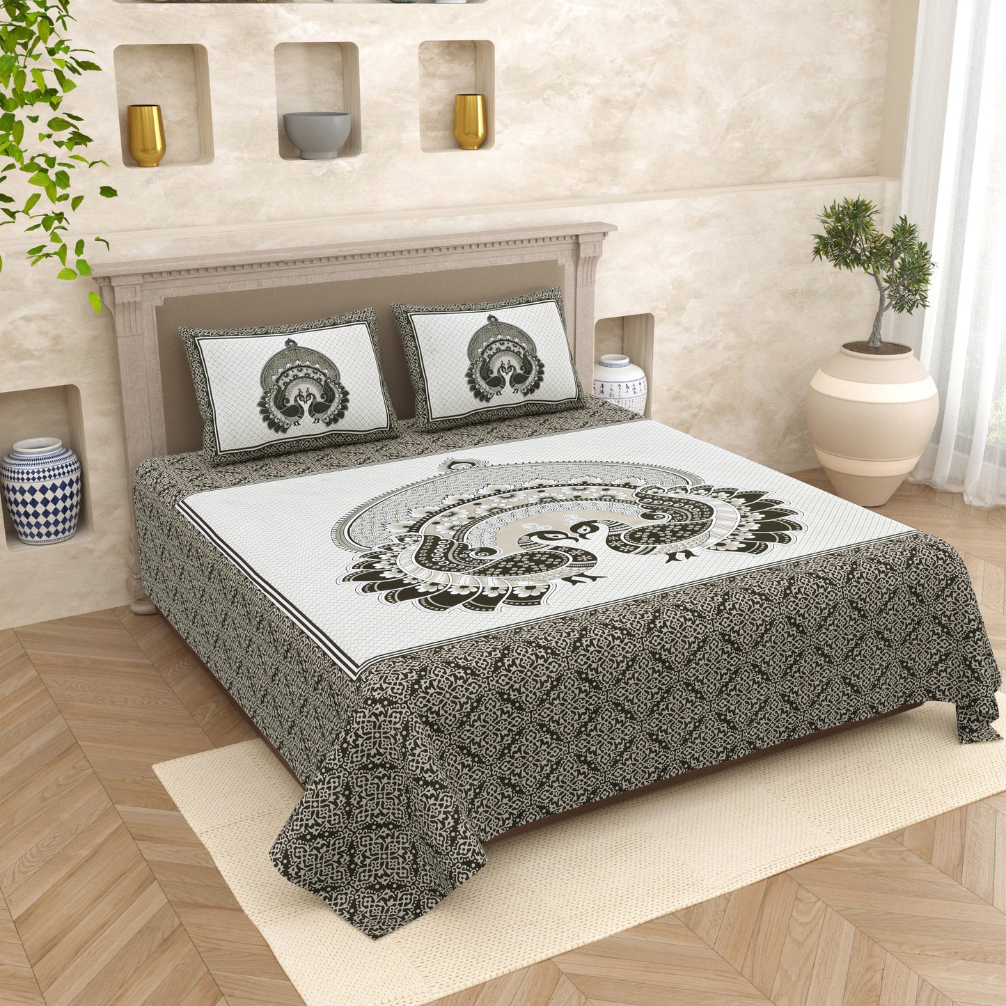 Rajasthan Royal Super Fine Cotton Block Print King Size Bedsheet