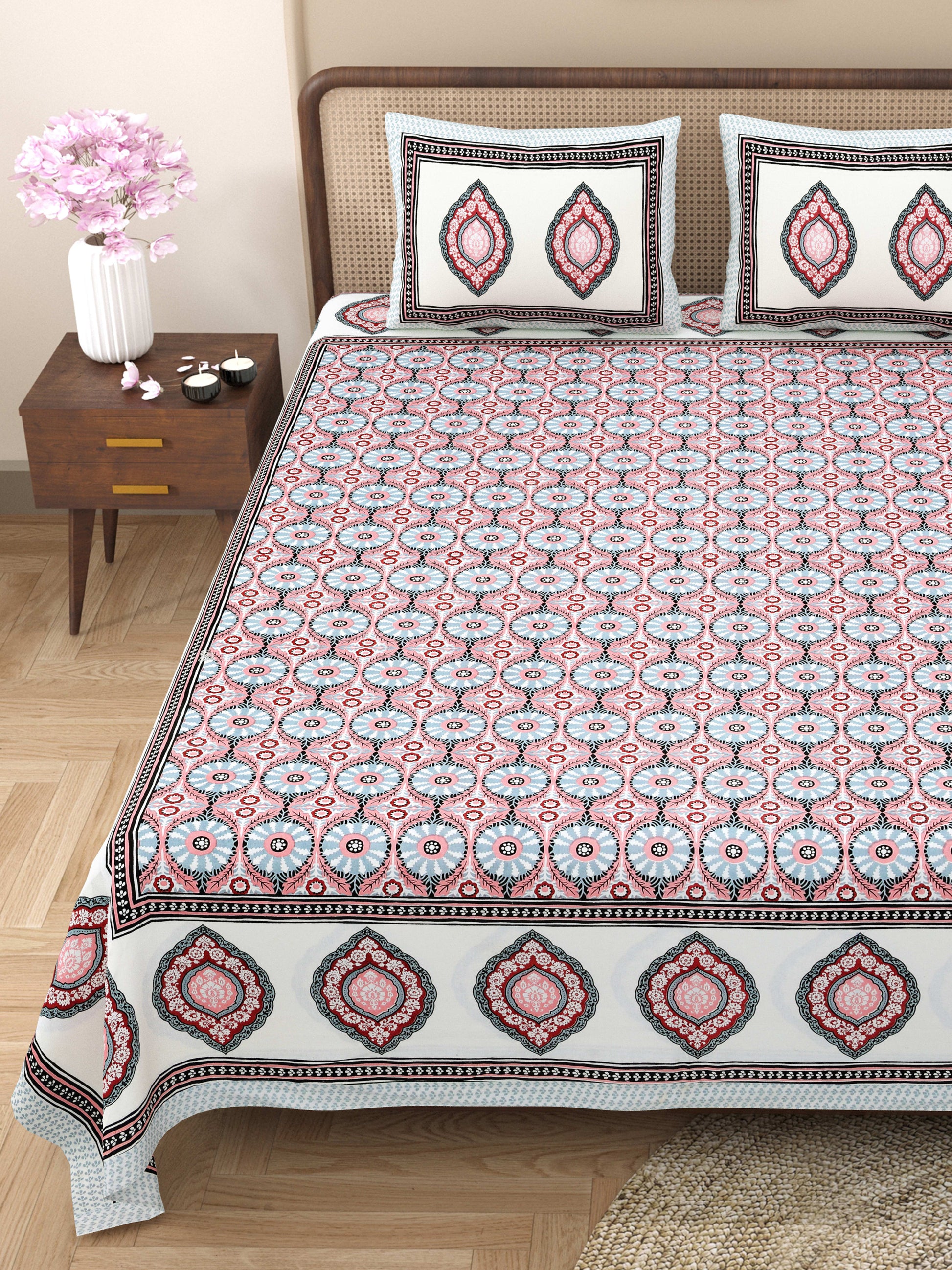 Rajasthan Royal Super Fine Cotton Block Print King Size Bedsheet