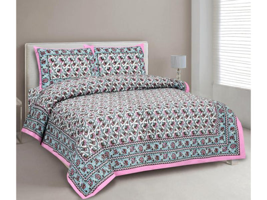 Rajasthan Royal Super Fine Cotton Block Print King Size Bedsheet