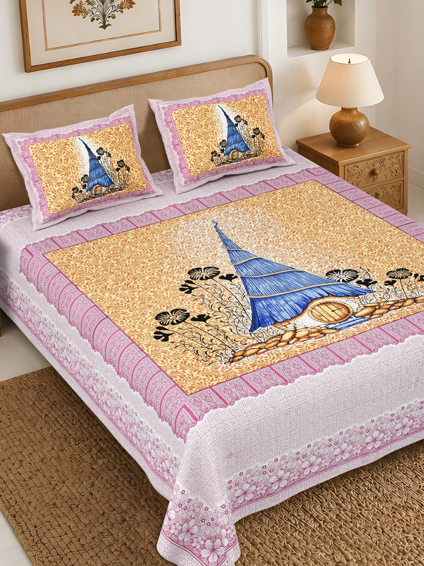 Rajasthan Royal Super Fine Cotton Block Print King Size Bedsheet