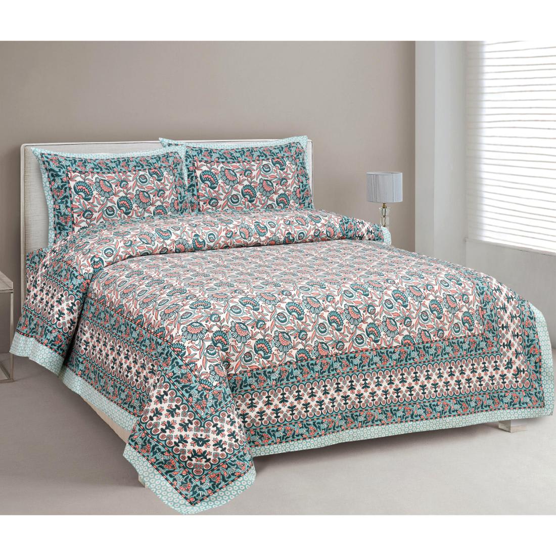 Rajasthan Royal Super Fine Cotton Block Print King Size Bedsheet