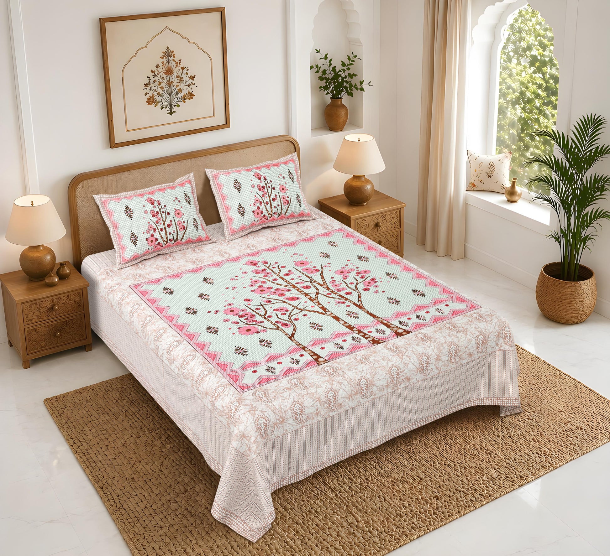 Rajasthan Royal Super Fine Cotton Block Print King Size Bedsheet