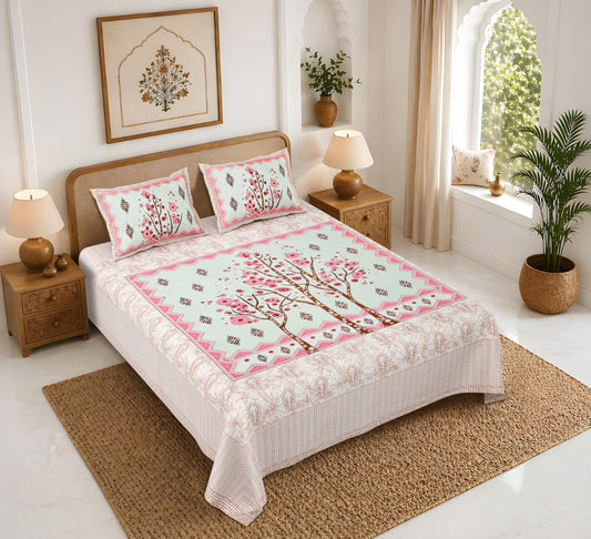 Rajasthan Royal Super Fine Cotton Block Print King Size Bedsheet