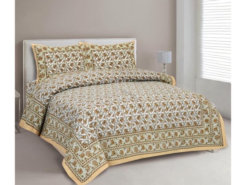 Rajasthan Royal Super Fine Cotton Block Print King Size Bedsheet