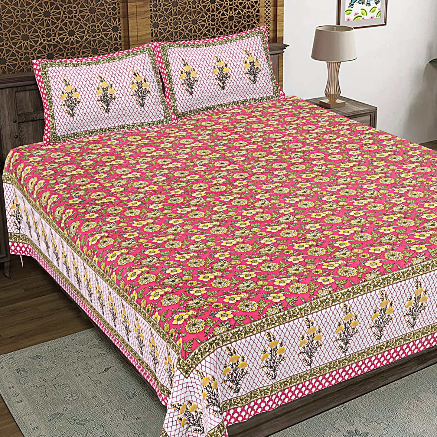 Rajasthan Royal Super Fine Cotton Block Print King Size Bedsheet