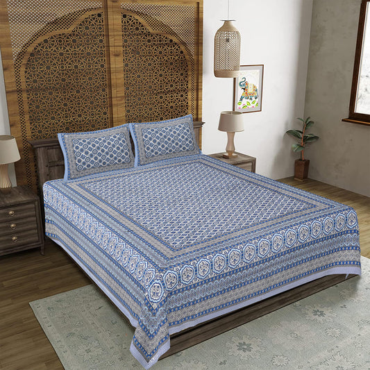 Rajasthan Royal Super Fine Cotton Block Print King Size Bedsheet