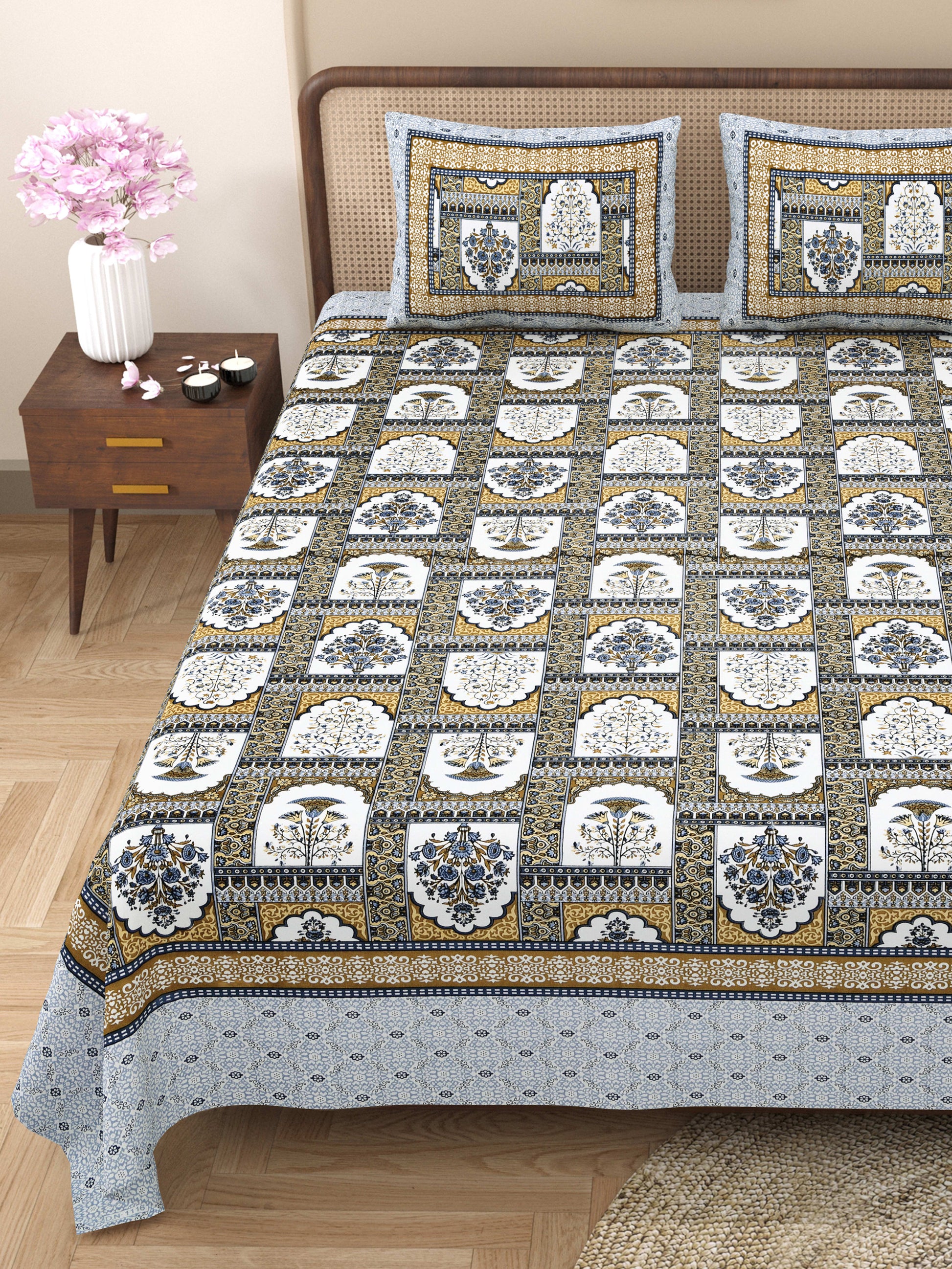 Rajasthan Royal Super Fine Cotton Block Print King Size Bedsheet