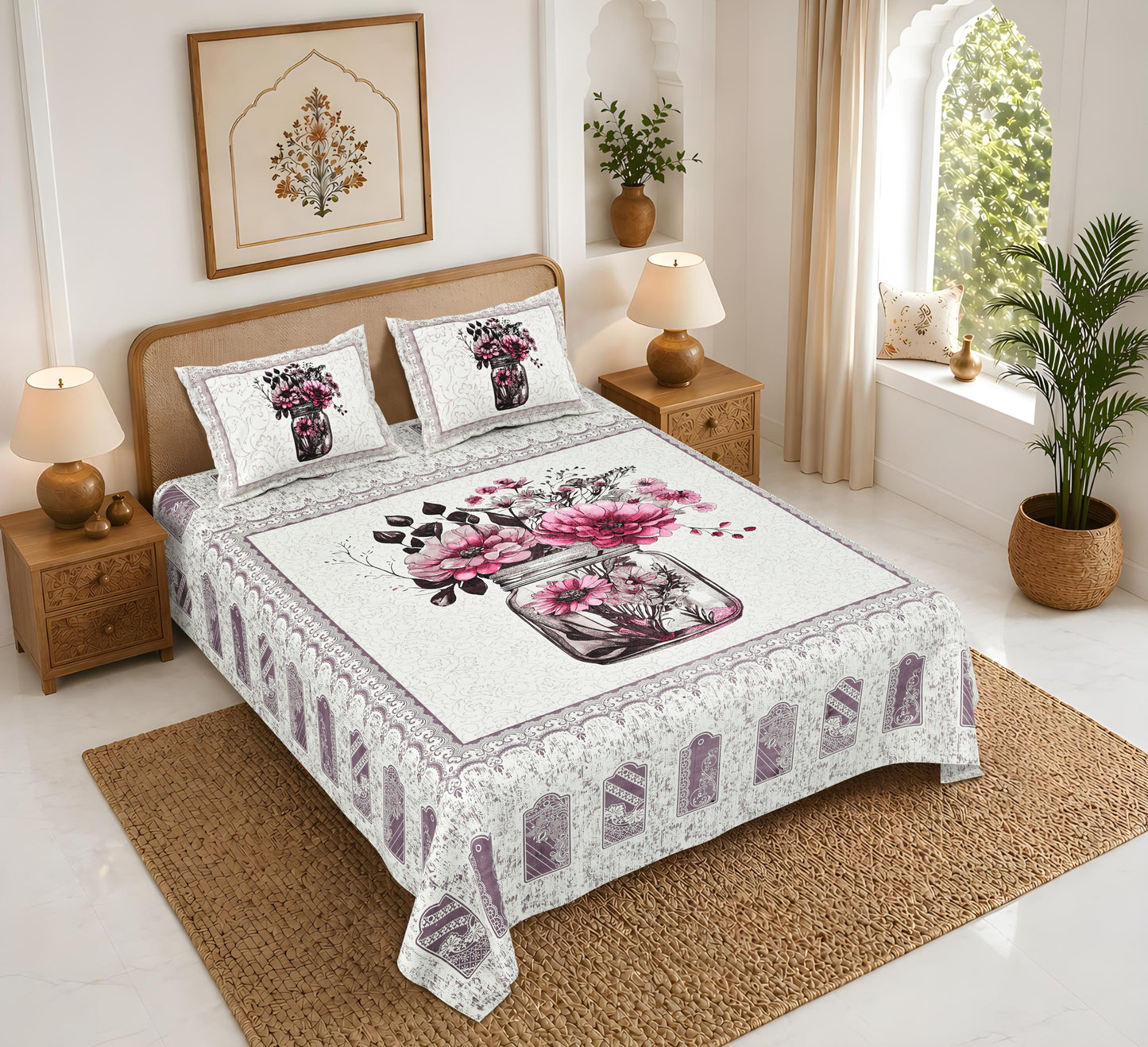 Rajasthan Royal Super Fine Cotton Block Print King Size Bedsheet