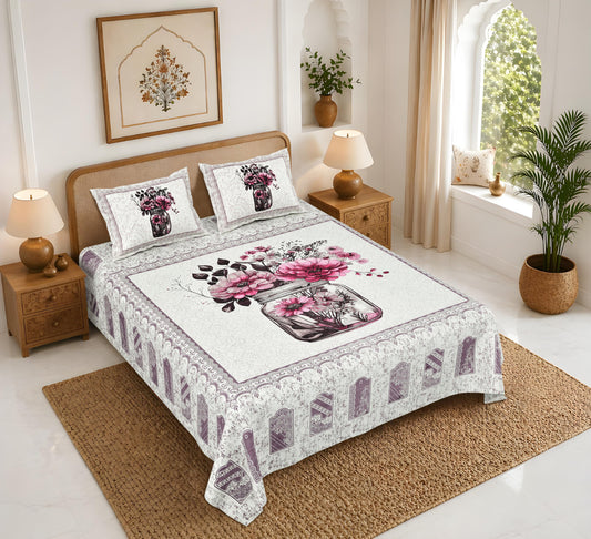 Rajasthan Royal Super Fine Cotton Block Print King Size Bedsheet