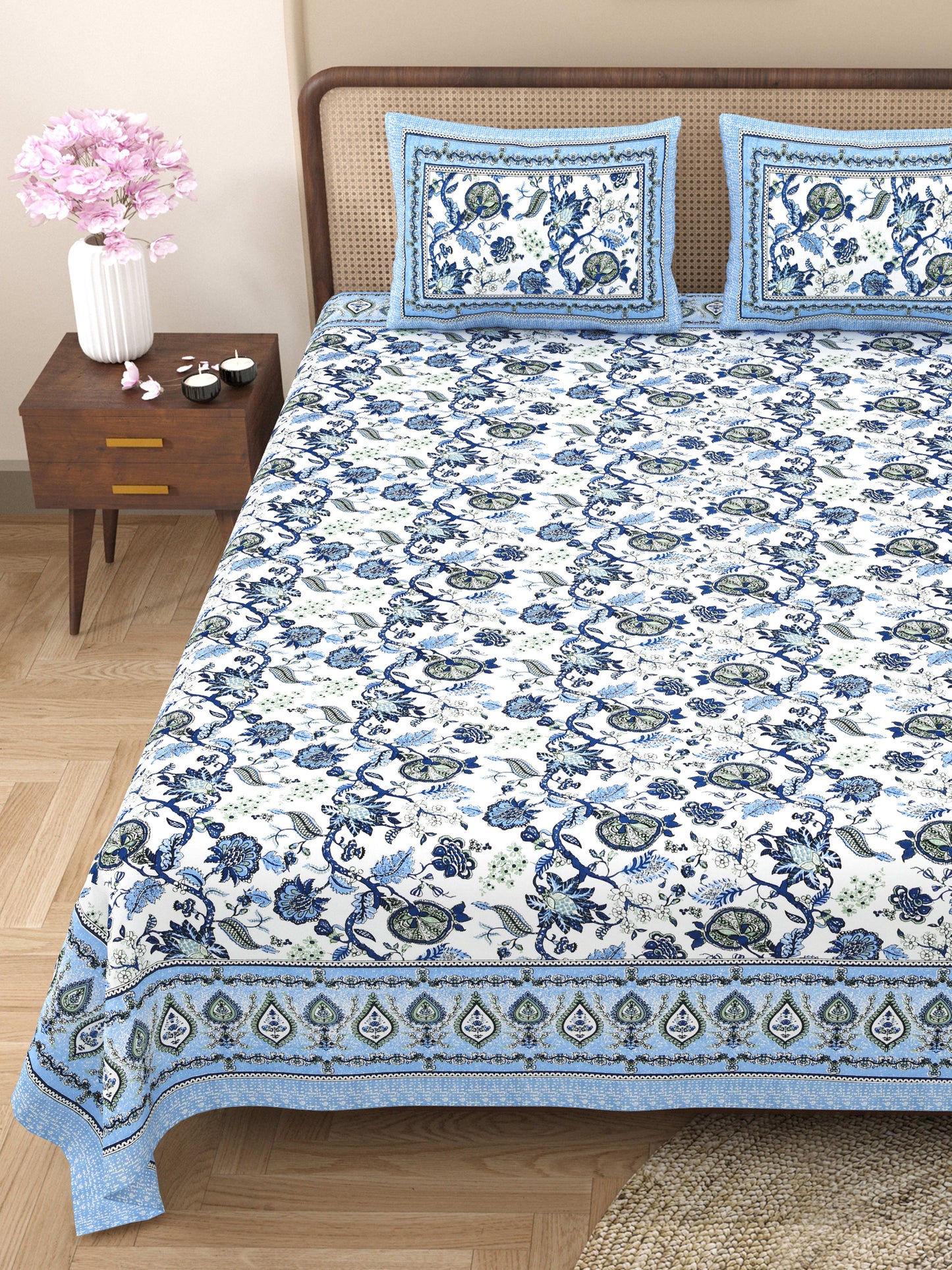 Rajasthan Royal Super Fine Cotton Block Print King Size Bedsheet