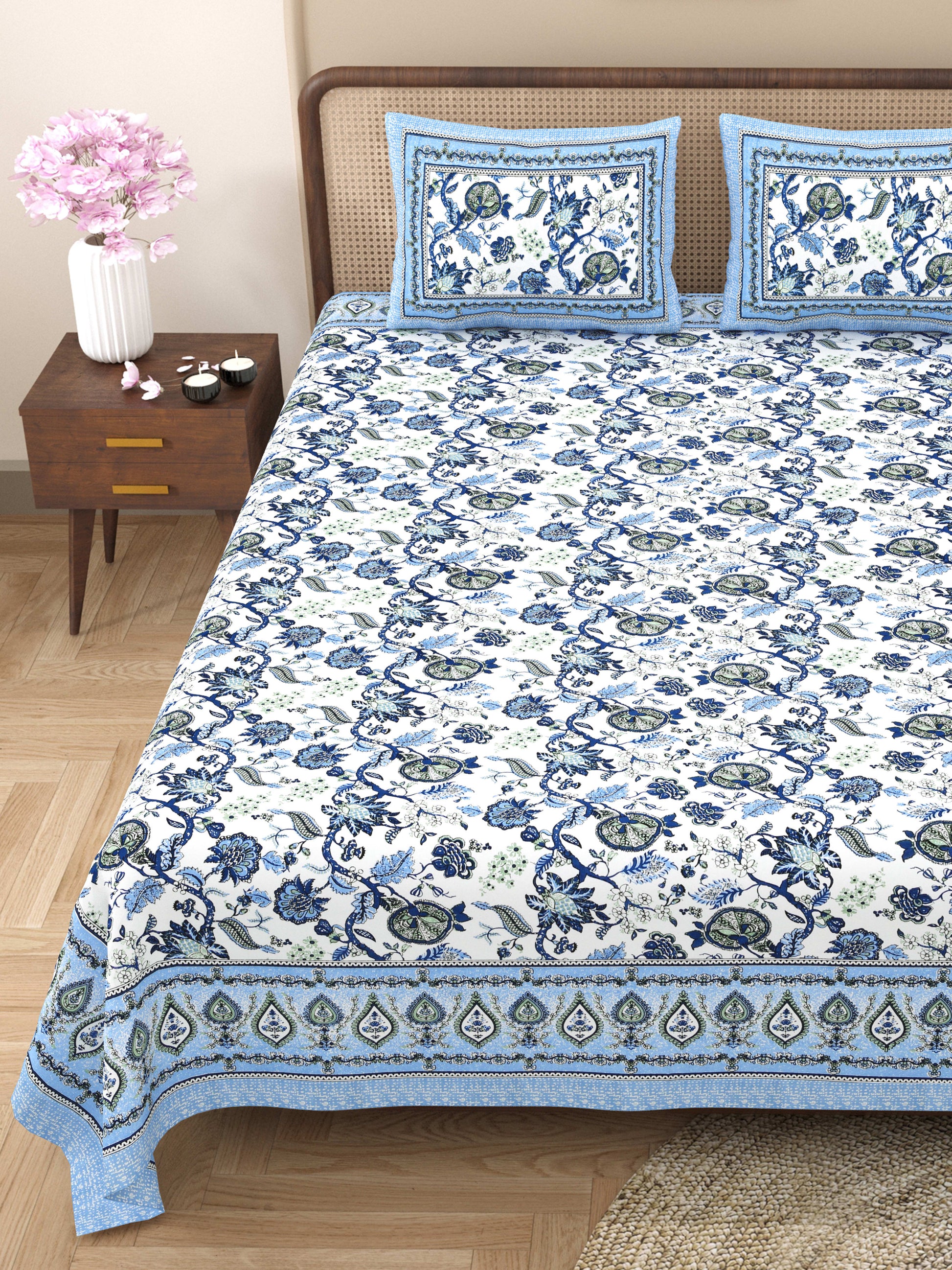 Rajasthan Royal Super Fine Cotton Block Print King Size Bedsheet