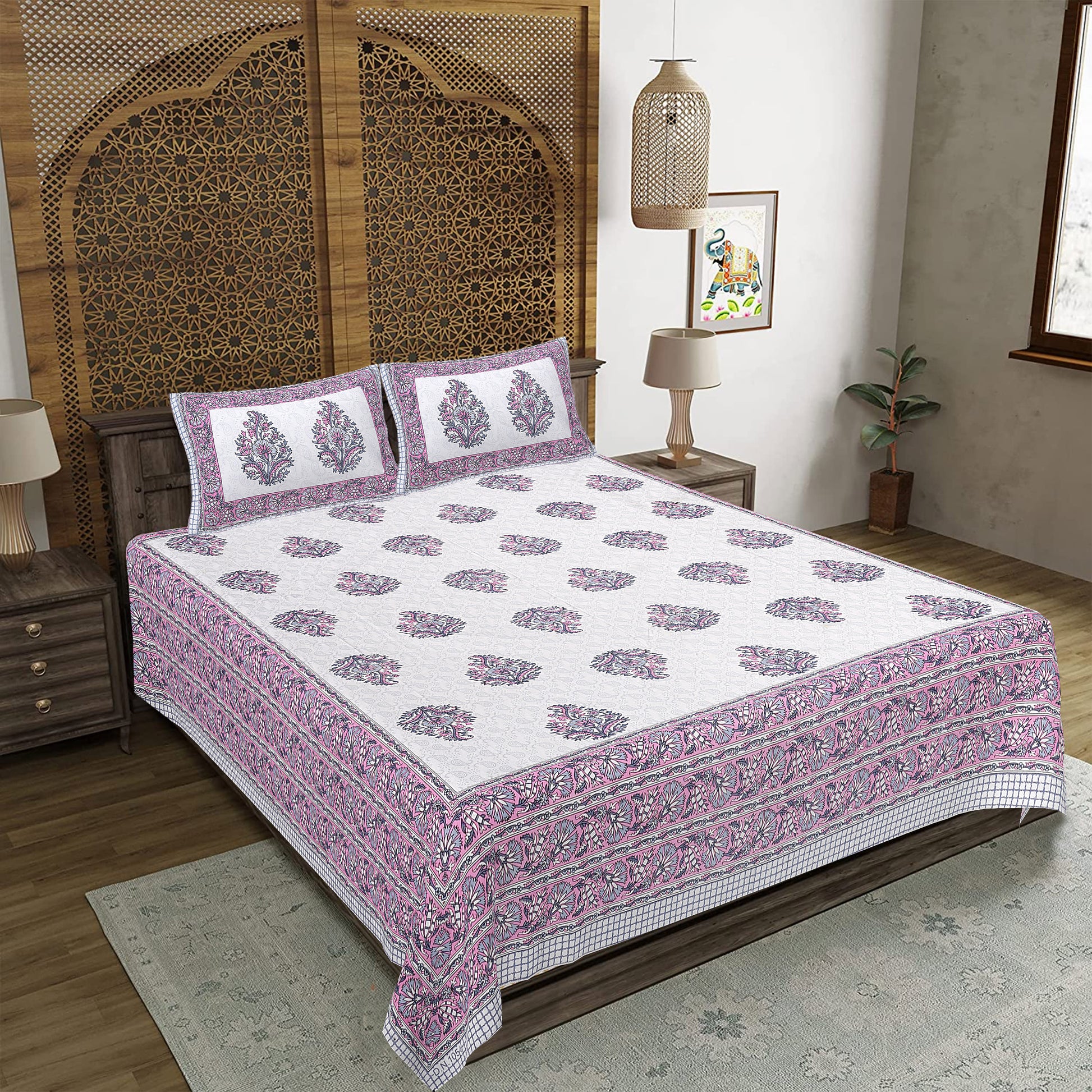 Rajasthan Royal Super Fine Cotton Block Print King Size Bedsheet
