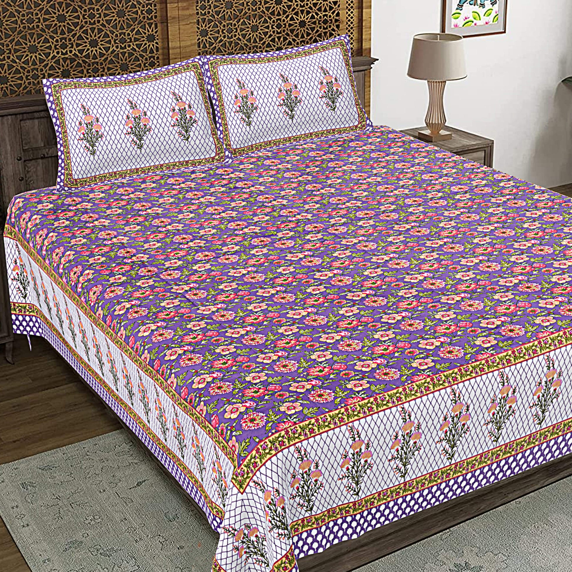 Rajasthan Royal Super Fine Cotton Block Print King Size Bedsheet