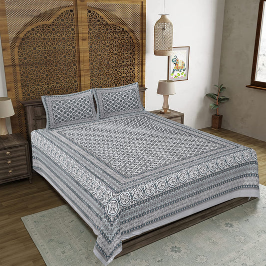 Rajasthan Royal Super Fine Cotton Block Print King Size Bedsheet