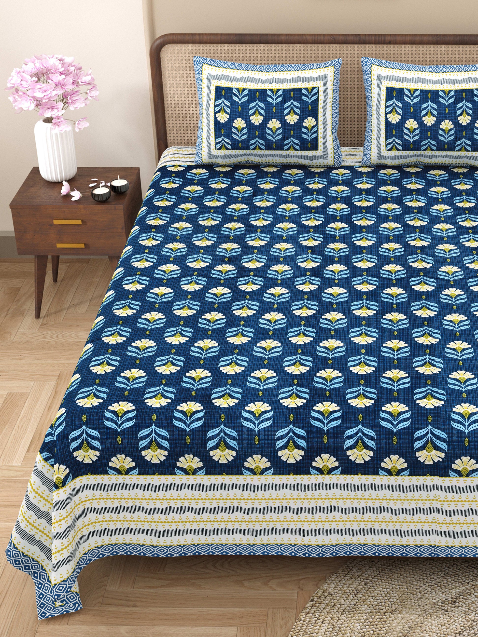 Rajasthan Royal Super Fine Cotton Block Print King Size Bedsheet