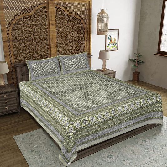 Rajasthan Royal Super Fine Cotton Block Print King Size Bedsheet