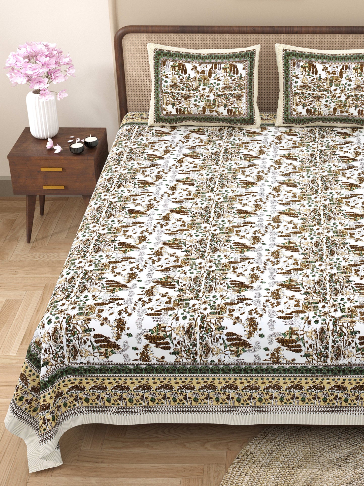 Rajasthan Royal Super Fine Cotton Block Print King Size Bedsheet