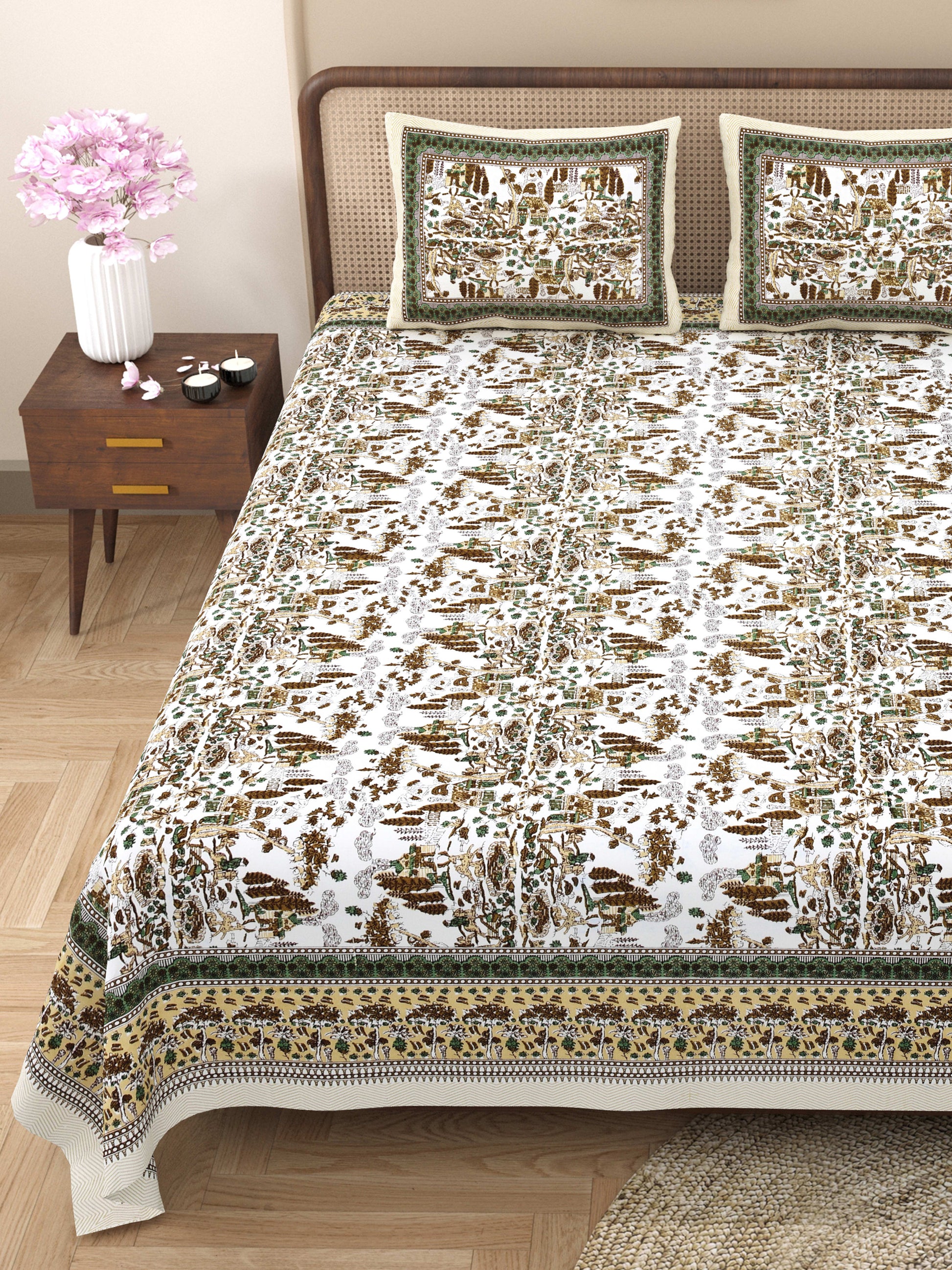 Rajasthan Royal Super Fine Cotton Block Print King Size Bedsheet