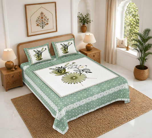 Rajasthan Royal Super Fine Cotton Block Print King Size Bedsheet
