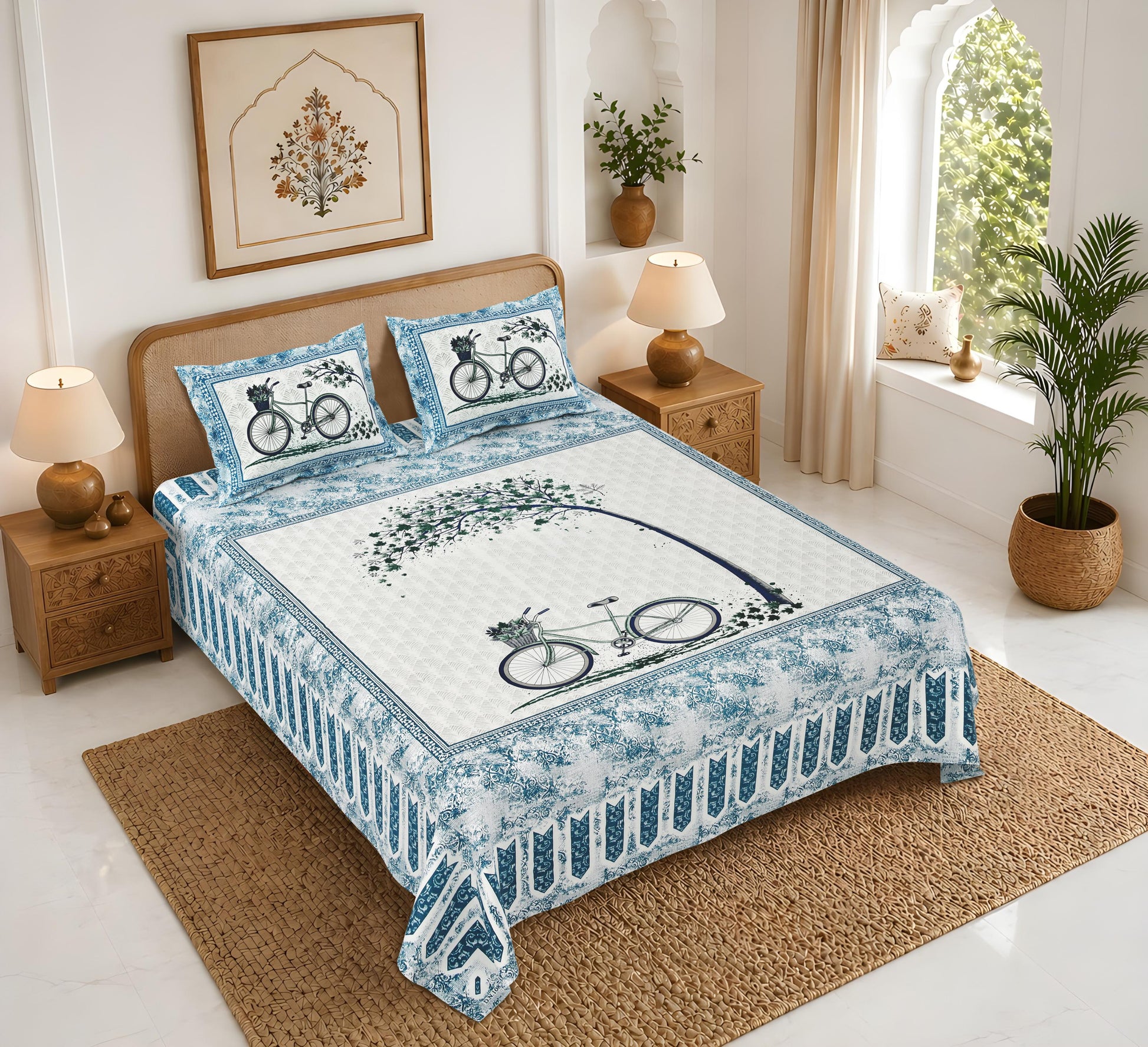 Rajasthan Royal Super Fine Cotton Block Print King Size Bedsheet