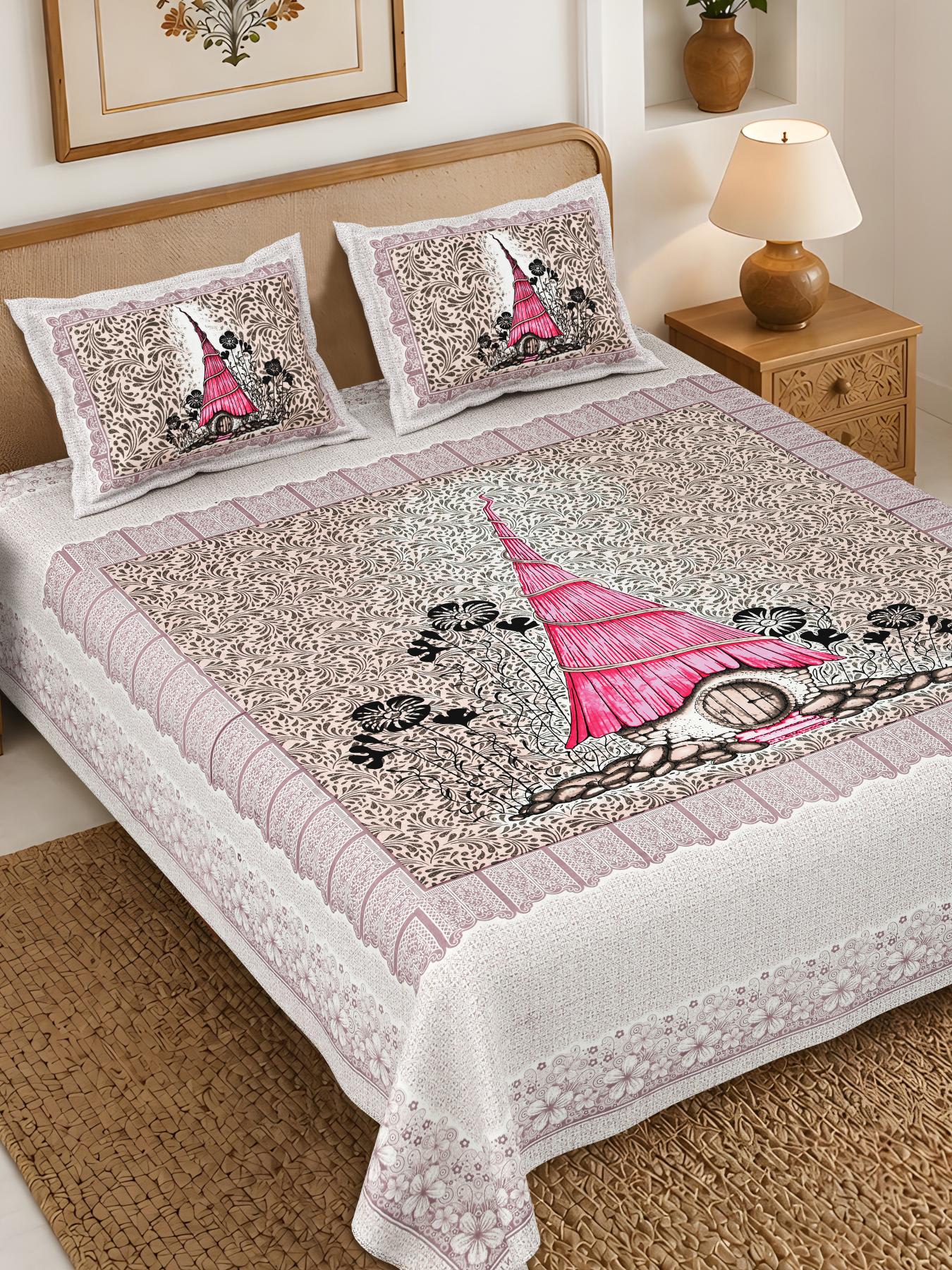 Rajasthan Royal Super Fine Cotton Block Print King Size Bedsheet