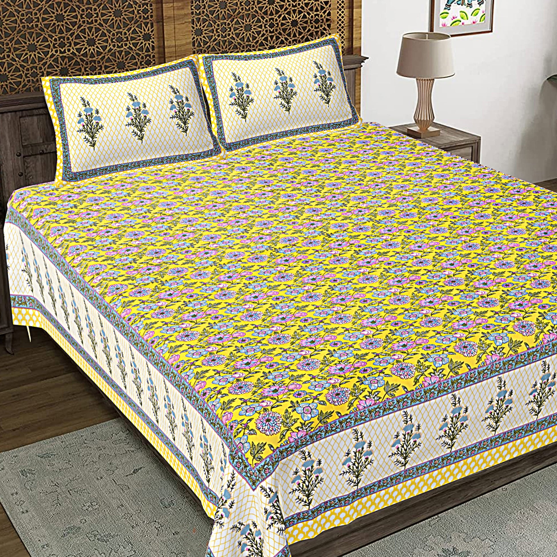 Rajasthan Royal Super Fine Cotton Block Print King Size Bedsheet
