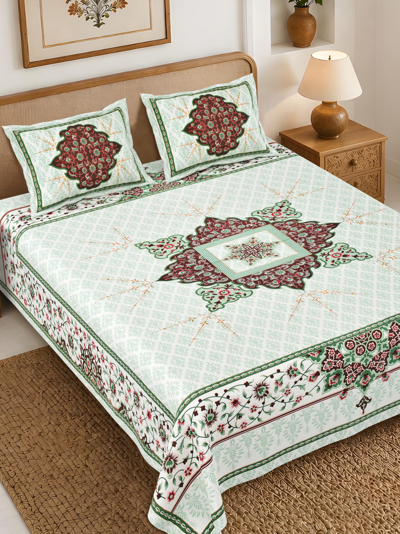 Rajasthan Royal Super Fine Cotton Block Print King Size Bedsheet
