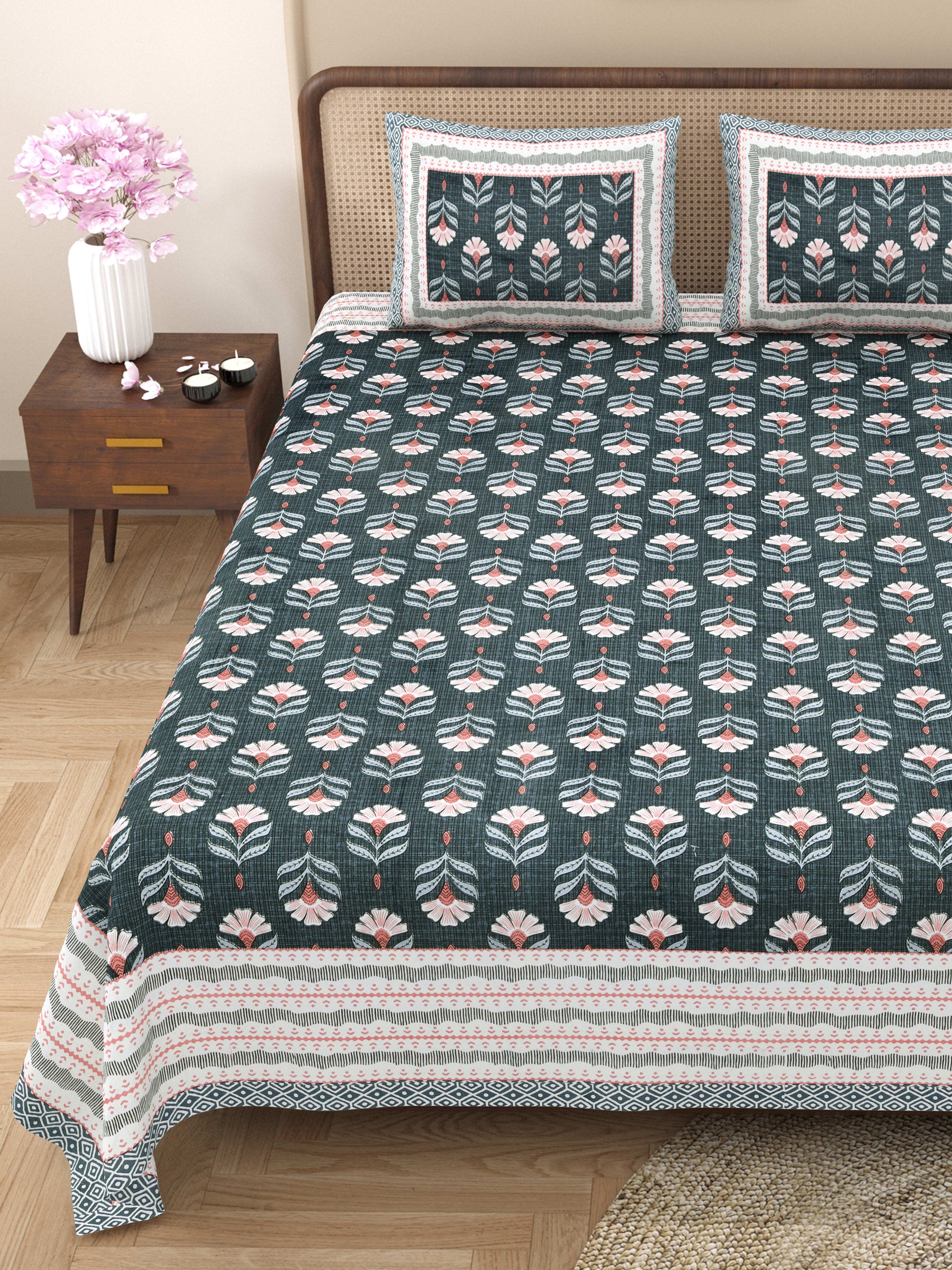 Rajasthan Royal Super Fine Cotton Block Print King Size Bedsheet
