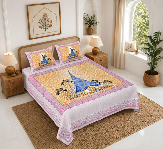 Rajasthan Royal Super Fine Cotton Block Print King Size Bedsheet
