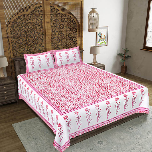 Rajasthan Royal Super Fine Cotton Block Print King Size Bedsheet