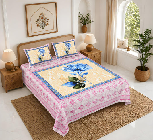 Rajasthan Royal Super Fine Cotton Block Print King Size Bedsheet