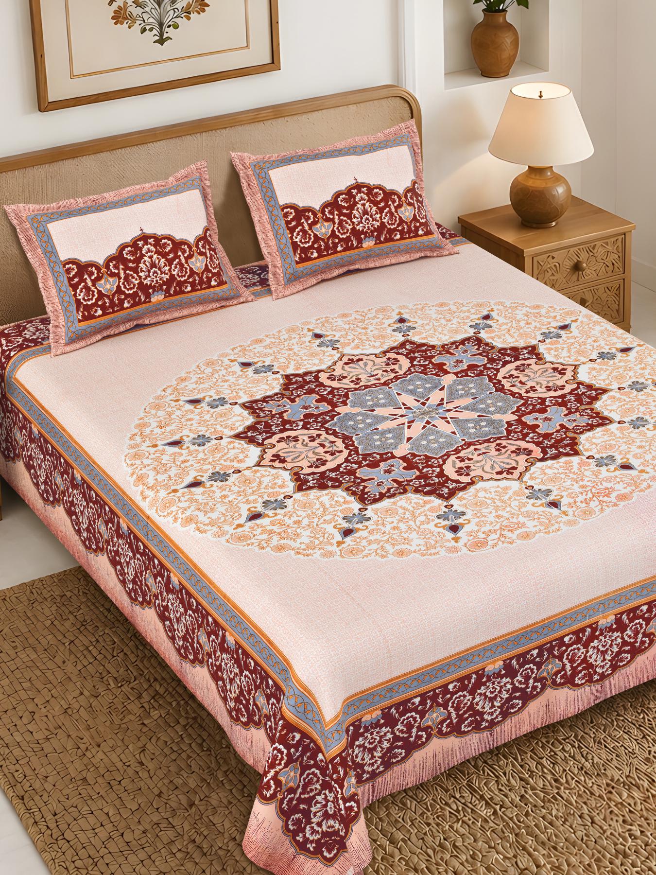 Rajasthan Royal Super Fine Cotton Block Print King Size Bedsheet