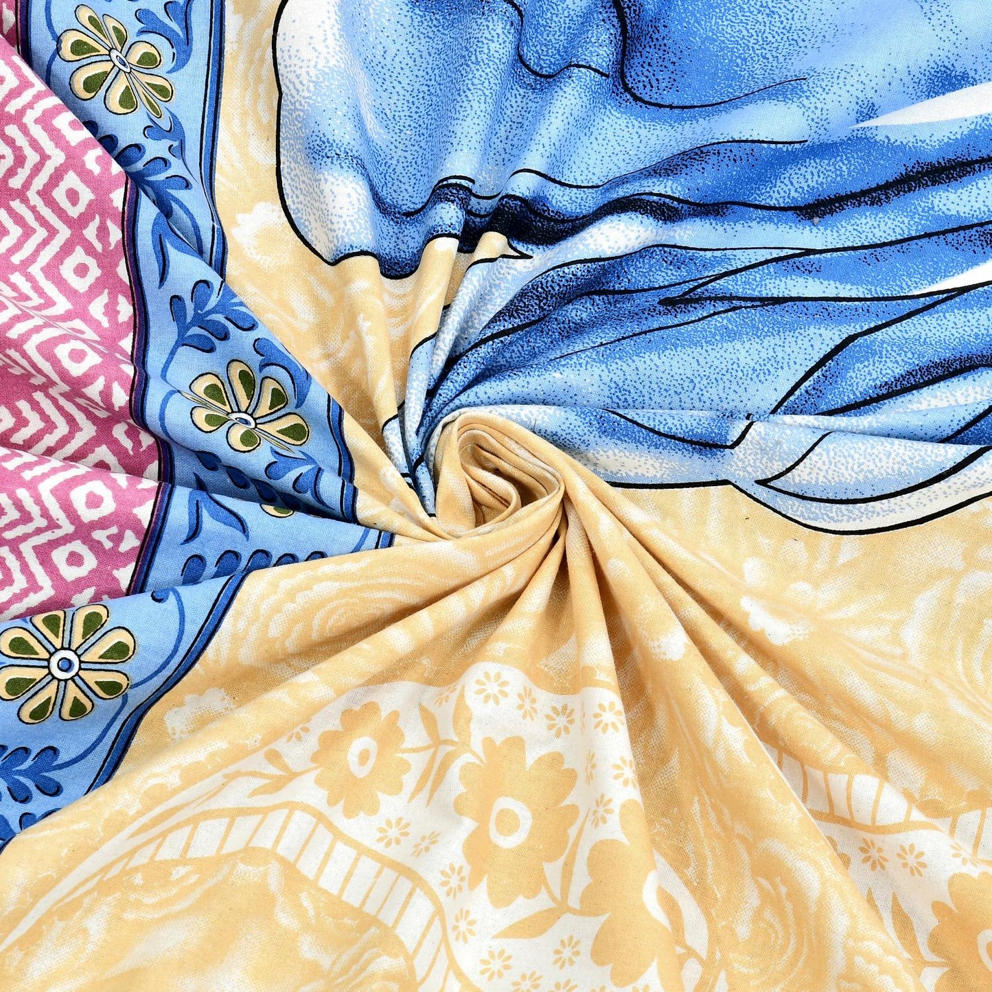 Rajasthan Royal Super Fine Cotton Block Print King Size Bedsheet