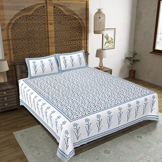 Rajasthan Royal Super Fine Cotton Block Print King Size Bedsheet