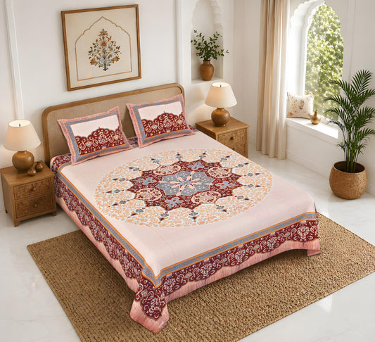 Rajasthan Royal Super Fine Cotton Block Print King Size Bedsheet