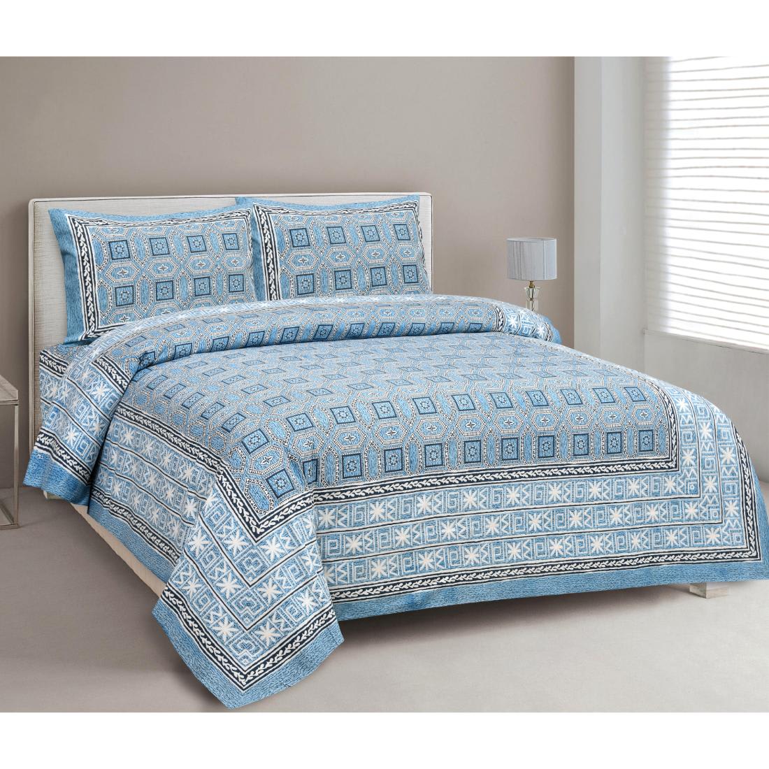 Rajasthan Royal Super Fine Cotton Block Print King Size Bedsheet