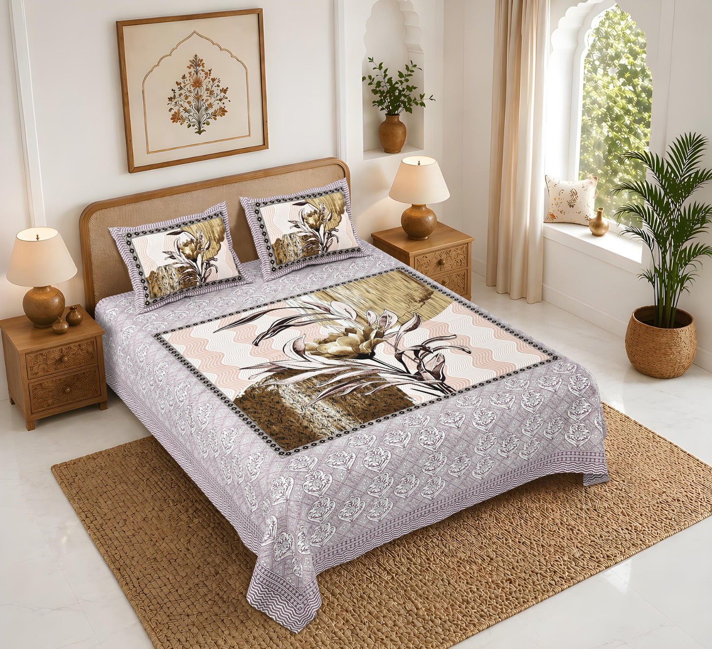 Rajasthan Royal Super Fine Cotton Block Print King Size Bedsheet