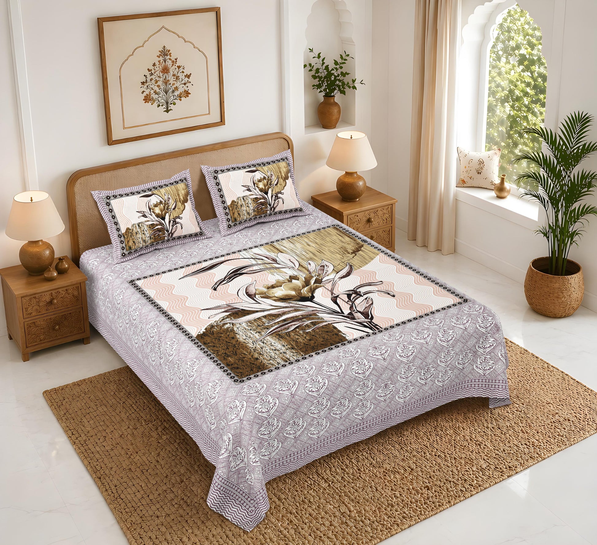 Rajasthan Royal Super Fine Cotton Block Print King Size Bedsheet