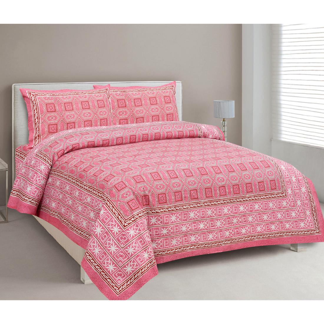 Rajasthan Royal Super Fine Cotton Block Print King Size Bedsheet